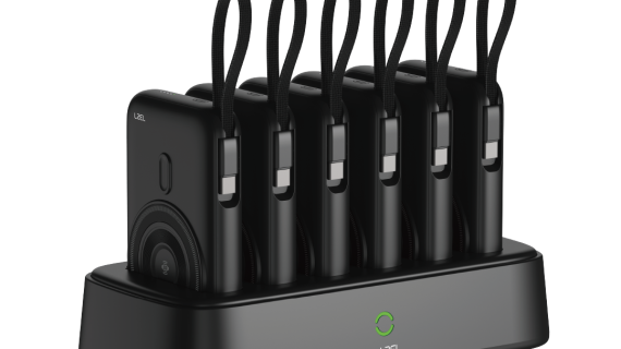 LZEL HexaEnergia Station 6x Wireless Powerbank Charging Dock | 10000mAh Battery | Built-in Cable | Black