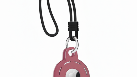 Airtag Holder with Keyring, Wrist Strap, Carabiner Keychain Ring - Red