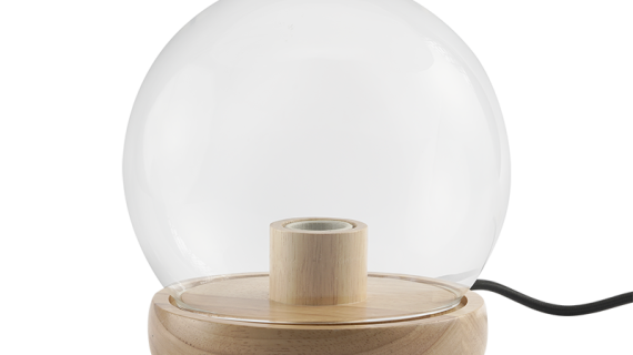 Momax Wooden Lamp Stand with Glass Cover (Sphere)